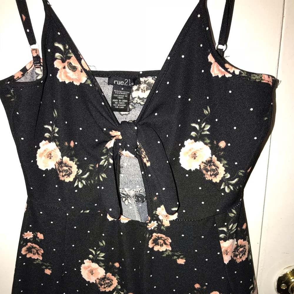 Rue 21 Black and Floral Tank/Pant Romper